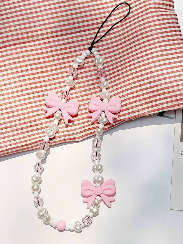 Alt view image 5 of 7 - Bks Pearl Pink Butterfly Phone Lanyard Cute Chain Gift for Mother Family Friends Birthday Holiday