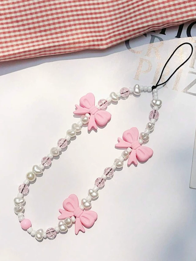 Alt view image 6 of 7 - Bks Pearl Pink Butterfly Phone Lanyard Cute Chain Gift for Mother Family Friends Birthday Holiday