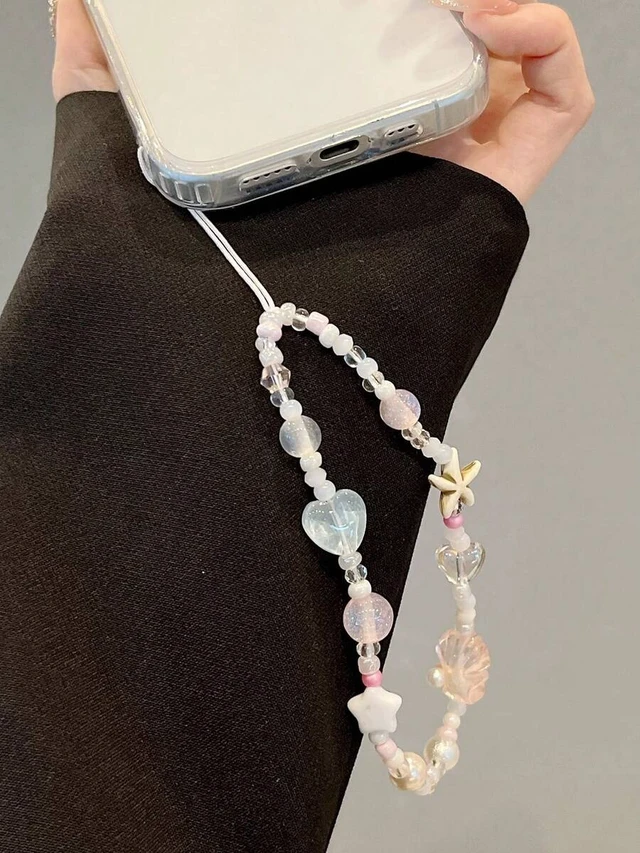 Alt view image 5 of 7 - Bks Handmade Beaded Phone Charm with Heart Starfish Design, Anti-Lost Chain Strap for Apple iPhone Pro, Holiday Birthday Gift Accessory