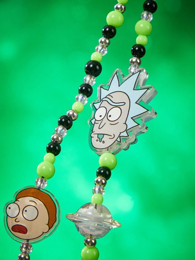 Alt view image 5 of 7 - Bks Handmade Beaded Cartoon Mobile Phone Chain Lanyard Fits All Phone Cases Morty Cool Green