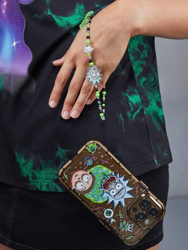 Alt view image 6 of 7 - Bks Handmade Beaded Cartoon Mobile Phone Chain Lanyard Fits All Phone Cases Morty Cool Green