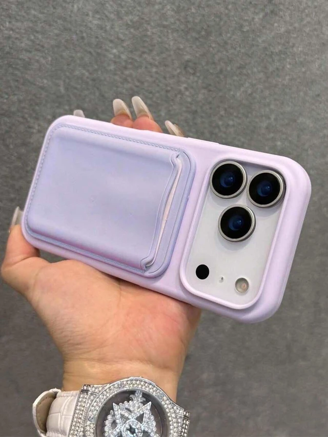 Alt view image 3 of 7 - Bks Silicone Magnetic Wireless Charging Card Holder Phone Case Compatible With iPhone 17 Pro Max 16 15 14 13 12 11 Plus Mauve Purple