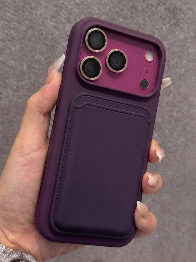 Main image of Bks Silicone Magnetic Wireless Charging Card Holder Phone Case Compatible With iPhone 17 Pro Max 16 15 14 13 12 11 Plus Mauve Purple