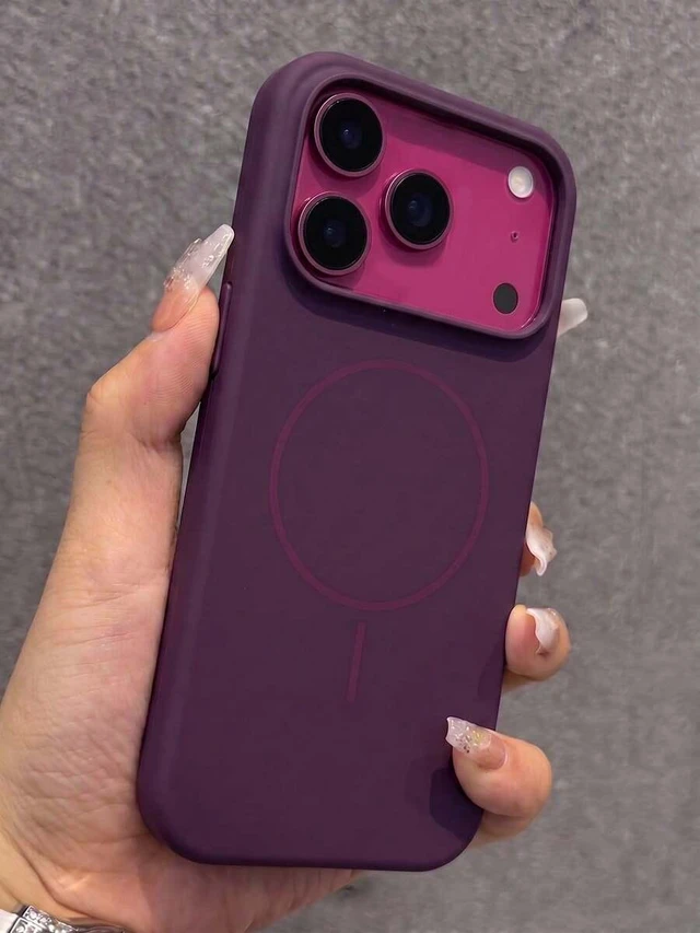 Alt view image 2 of 7 - Bks Silicone Magnetic Wireless Charging Card Holder Phone Case Compatible With iPhone 17 Pro Max 16 15 14 13 12 11 Plus Mauve Purple
