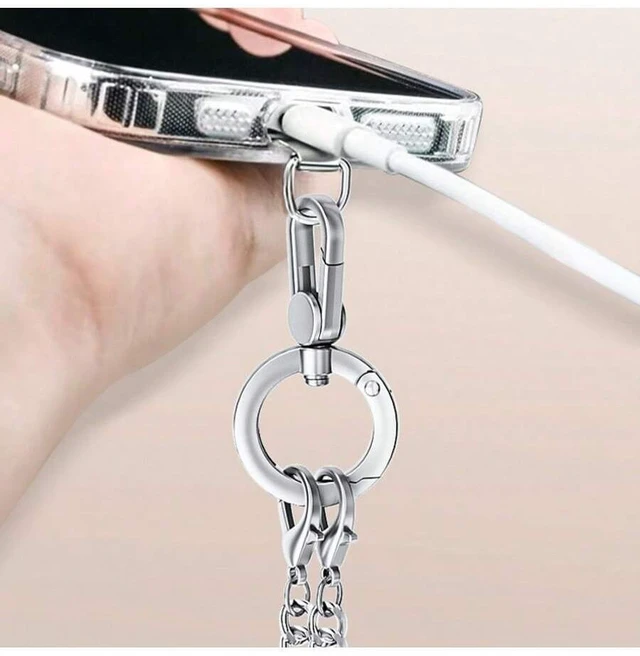 Alt view image 6 of 7 - Bks 360° Swivel Metal Phone Lanyard Chain With Pad, Cross-Body Strap For Women, Durable Anti-Lost Cord With Metal Clip