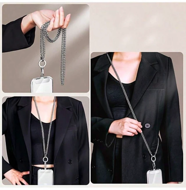 Alt view image 7 of 7 - Bks 360° Swivel Metal Phone Lanyard Chain With Pad, Cross-Body Strap For Women, Durable Anti-Lost Cord With Metal Clip