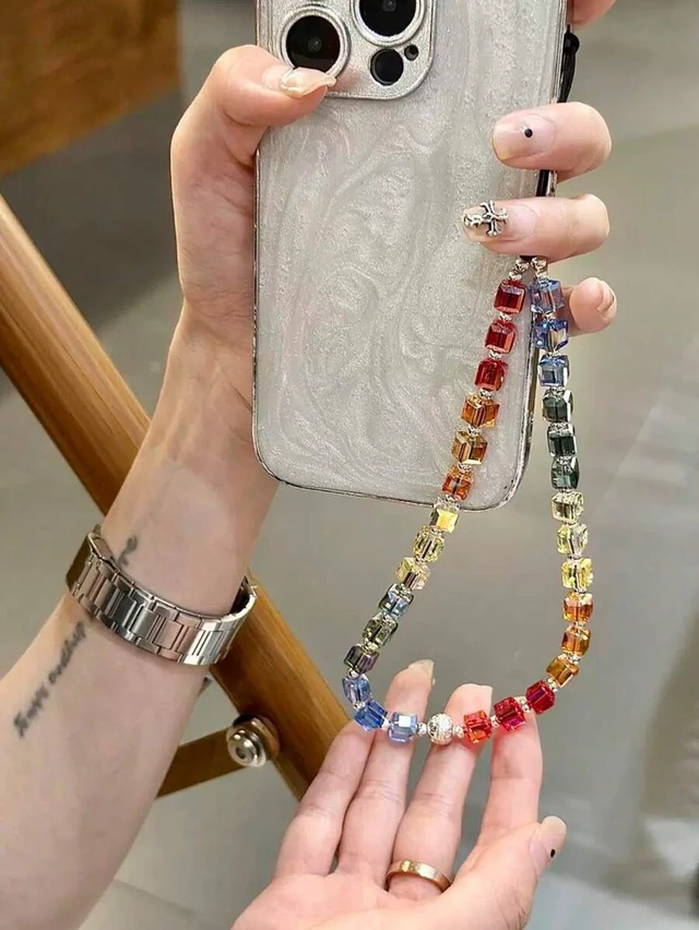 Alt view image 2 of 7 - Bks Square Multicolor Crystal Rainbow Gradient Phone Lanyard Handbag Decoration Fashionable Accessory Gift