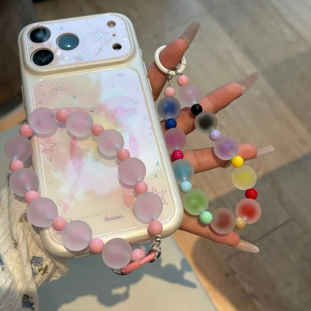 Alt view image 5 of 7 - Bks Gradient Beaded Phone Chain Lanyard with Card Holder, Universal Strap for Camera Earphone Case Key Bag Water Bottle