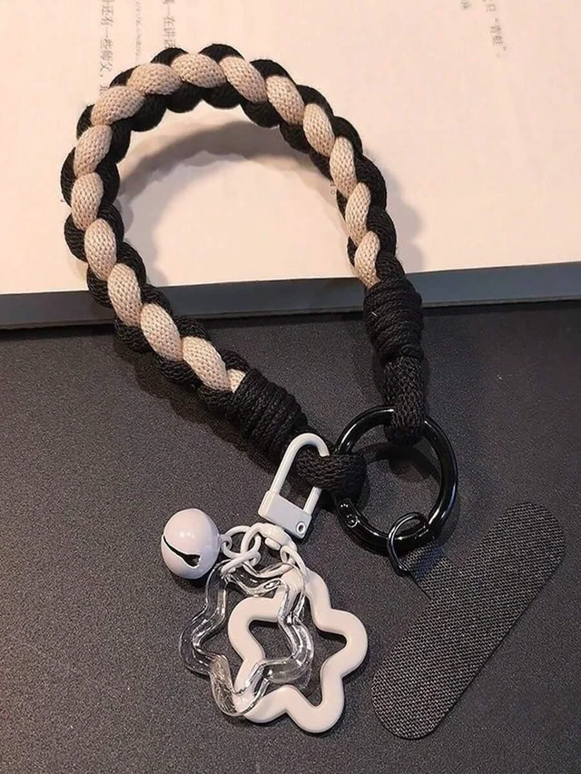 Main image of Bks Minimalist Braided Phone Lanyard with Star Pendant, Short Wrist Strap Keychain for Outdoor Use