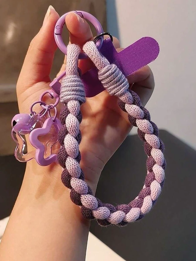 Alt view image 4 of 7 - Bks Minimalist Braided Phone Lanyard with Star Pendant, Short Wrist Strap Keychain for Outdoor Use