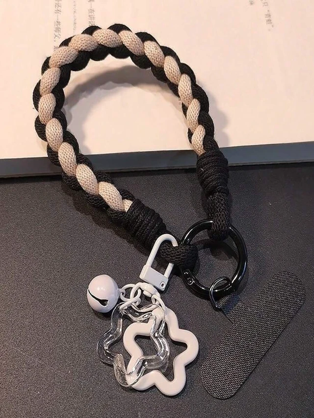 Alt view image 6 of 7 - Bks Minimalist Braided Phone Lanyard with Star Pendant, Short Wrist Strap Keychain for Outdoor Use