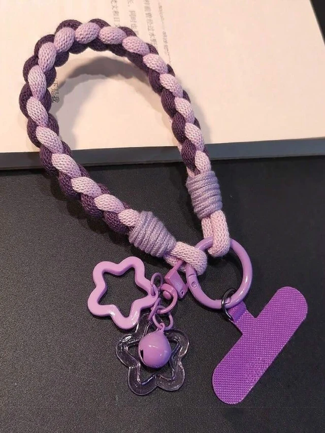 Alt view image 5 of 7 - Bks Minimalist Braided Phone Lanyard with Star Pendant, Short Wrist Strap Keychain for Outdoor Use