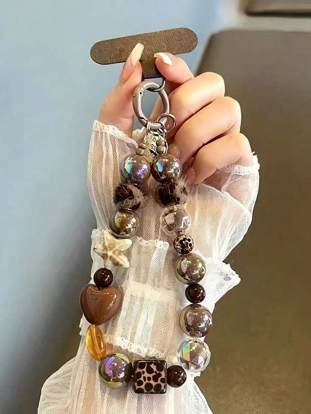 Alt view image 3 of 7 - Bks Black Plush Cat Phone Lanyard Beaded Wrist Strap Key Chain Bag Charm With Free Spacer Hanging