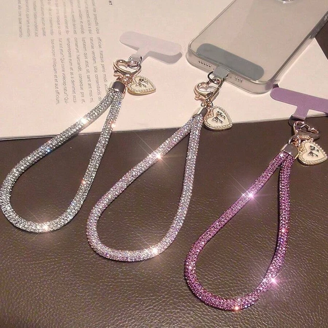 Alt view image 4 of 7 - Bks Luxury Shimmering Rhinestone Phone Lanyard with Butterfly Heart Charm Wrist Strap Detachable Chain for Travel Shopping Anti-Lost
