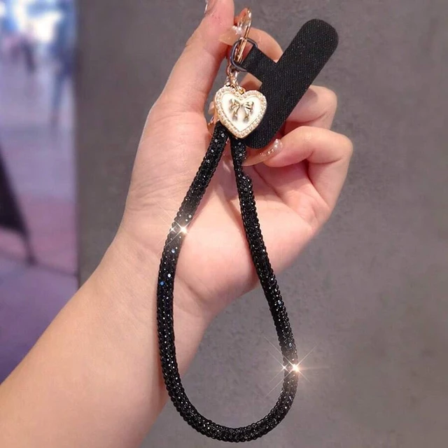 Alt view image 5 of 7 - Bks Luxury Shimmering Rhinestone Phone Lanyard with Butterfly Heart Charm Wrist Strap Detachable Chain for Travel Shopping Anti-Lost