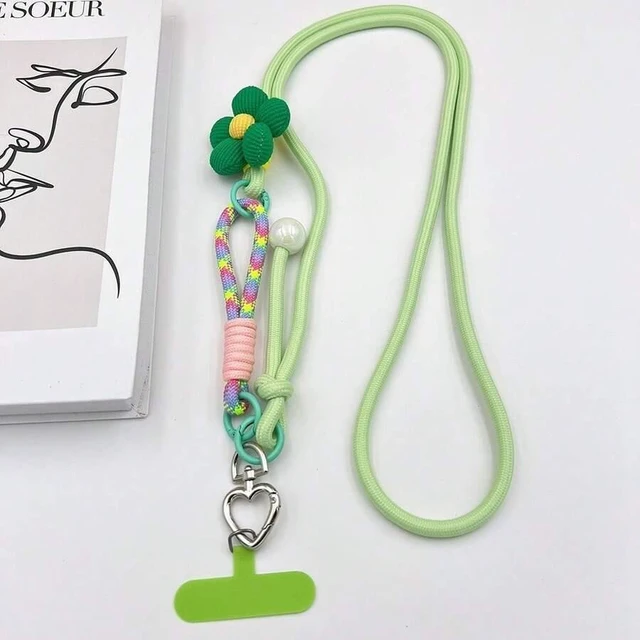 Alt view image 2 of 7 - Bks 3D Fabric Flower Phone Lanyard, Detachable Heart Buckle Strap, Y2K Sweet Style Wrist Band for Girls School Travel Outdoor Party