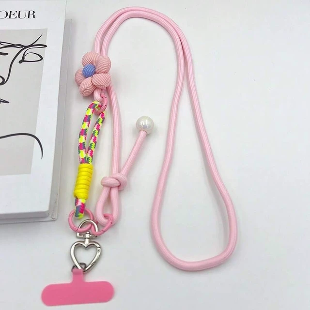 Alt view image 2 of 7 - Bks 3D Fabric Flower Phone Lanyard, Detachable Heart Buckle Strap, Y2K Sweet Style Wrist Band for Girls School Travel Outdoor Party