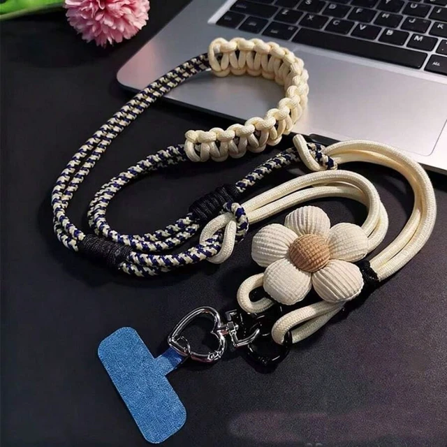 Alt view image 4 of 7 - Bks 3D Fabric Flower Phone Lanyard, Detachable Heart Buckle Strap, Y2K Sweet Style Wrist Band for Girls School Travel Outdoor Party