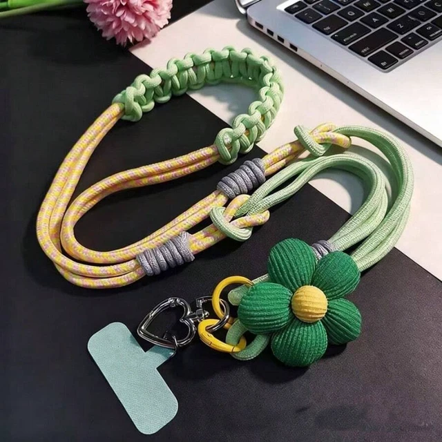 Alt view image 6 of 7 - Bks 3D Fabric Flower Phone Lanyard, Detachable Heart Buckle Strap, Y2K Sweet Style Wrist Band for Girls School Travel Outdoor Party