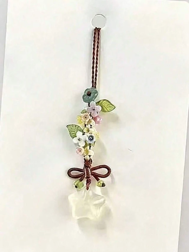 Alt view image 3 of 7 - Bks Star Flower Bow Phone Lanyard Bag Charm Vintage Handmade Small Chain Compatible With Android Smartphones For Women Daily Use Gift