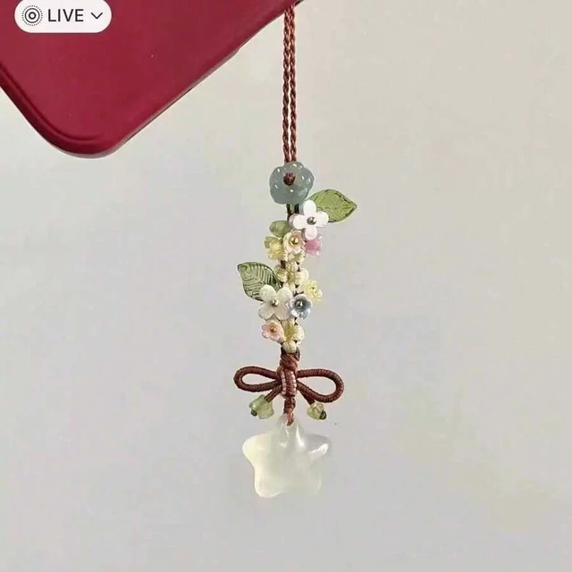 Alt view image 4 of 7 - Bks Star Flower Bow Phone Lanyard Bag Charm Vintage Handmade Small Chain Compatible With Android Smartphones For Women Daily Use Gift