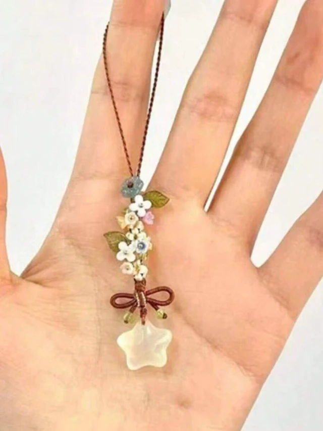 Alt view image 6 of 7 - Bks Star Flower Bow Phone Lanyard Bag Charm Vintage Handmade Small Chain Compatible With Android Smartphones For Women Daily Use Gift