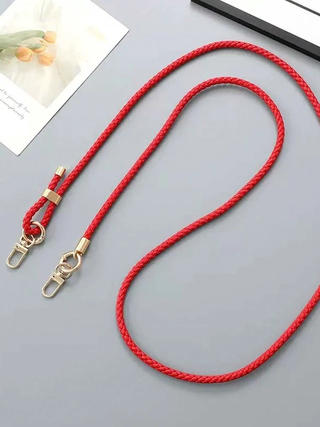 Alt view image 7 of 7 - Bks Adjustable Braided Leather Crossbody Phone Lanyard with Transparent Card Holder for Smartphones