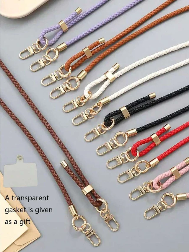 Alt view image 2 of 7 - Bks Adjustable Braided Leather Crossbody Phone Lanyard with Transparent Card Holder for Smartphones