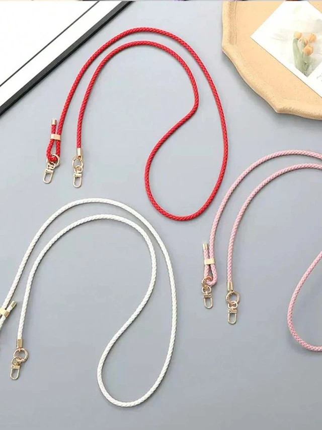 Alt view image 3 of 7 - Bks Adjustable Braided Leather Crossbody Phone Lanyard with Transparent Card Holder for Smartphones