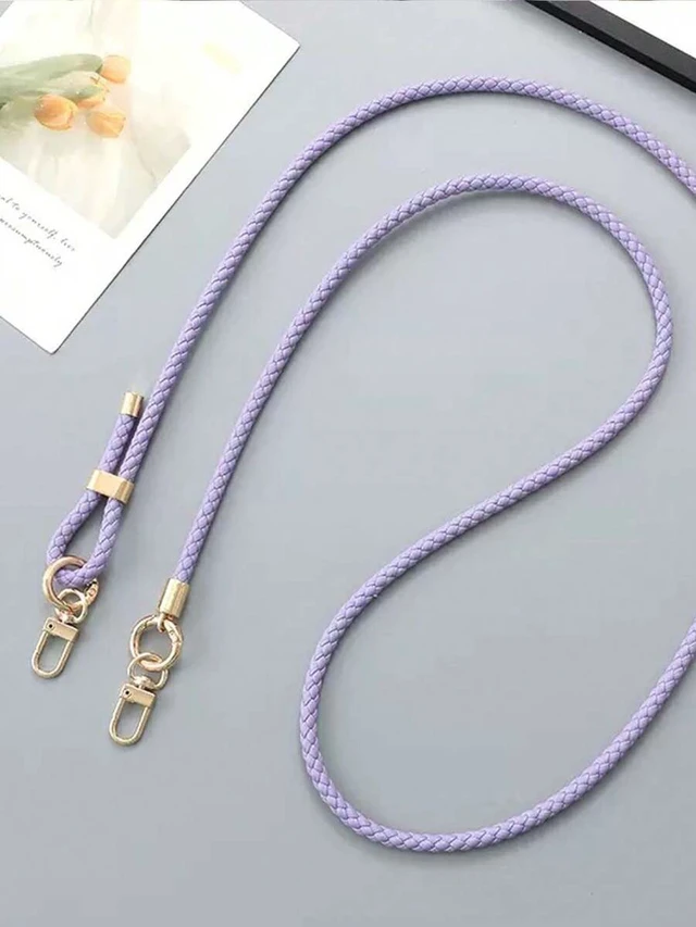 Alt view image 4 of 7 - Bks Adjustable Braided Leather Crossbody Phone Lanyard with Transparent Card Holder for Smartphones