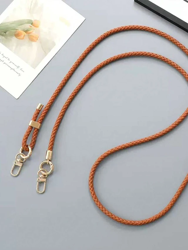 Alt view image 5 of 7 - Bks Adjustable Braided Leather Crossbody Phone Lanyard with Transparent Card Holder for Smartphones