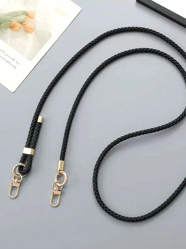 Alt view image 6 of 7 - Bks Adjustable Braided Leather Crossbody Phone Lanyard with Transparent Card Holder for Smartphones