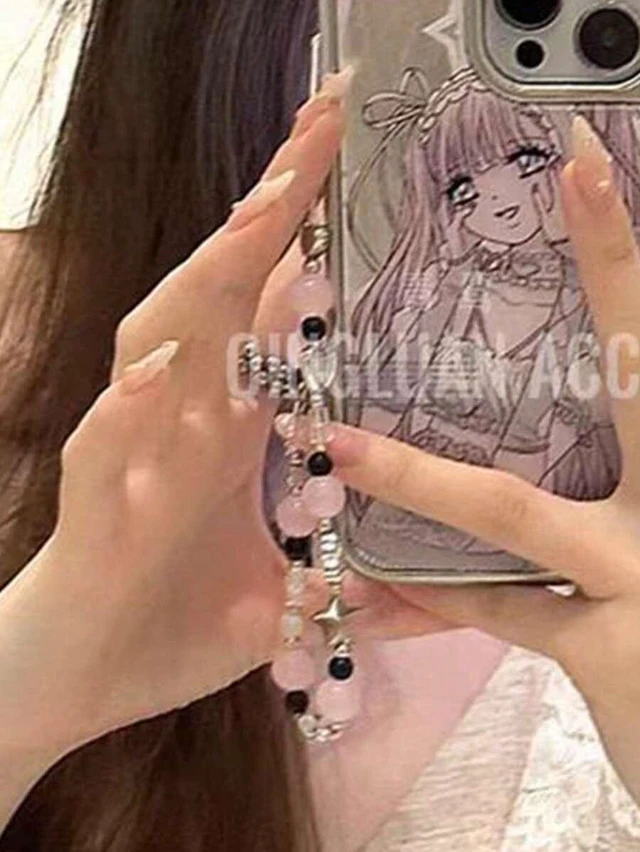 Alt view image 3 of 7 - Bks Cute Beaded Phone Charm Aesthetic Lanyard Butterfly Heart Pendant for Phone Bag Keys Camera Gift