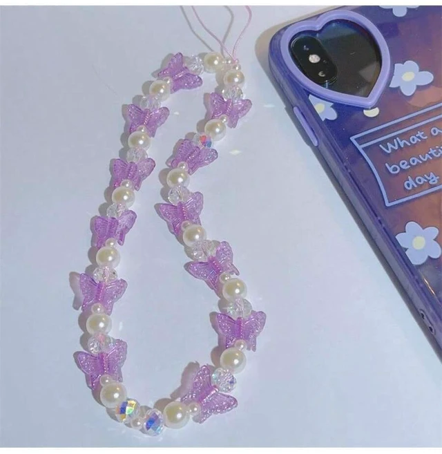 Alt view image 4 of 7 - Bks Pearl Butterfly Mobile Phone Lanyard Anti-Lost Chain Bead Charm Gift for Mother Family Birthday Holiday