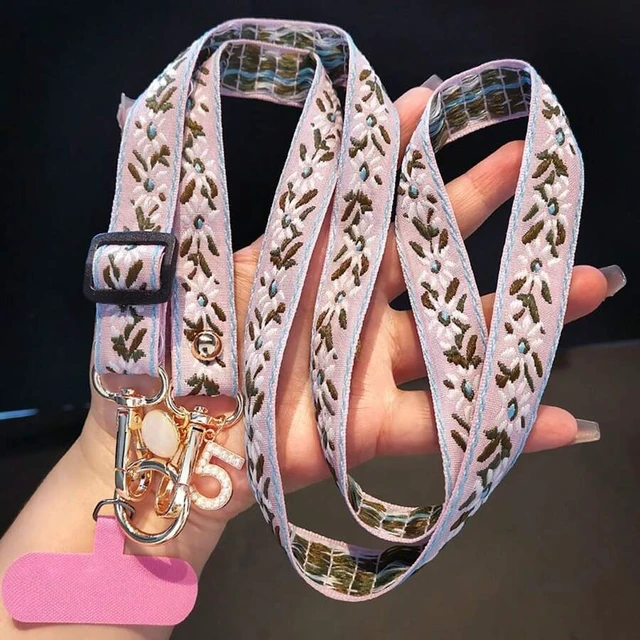 Alt view image 4 of 7 - Bks Multicolor Adjustable Crossbody Phone Lanyard with Pearl Pendant Floral Pattern Wide Strap for Women