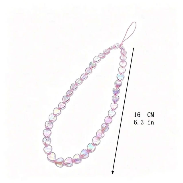Alt view image 5 of 7 - Bks Phone Lanyard Laser Acrylic Heart Bead Strap Sweet Style Earphone Case Charm Bag Pendant