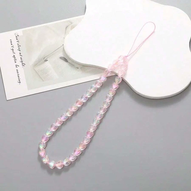 Alt view image 7 of 7 - Bks Phone Lanyard Laser Acrylic Heart Bead Strap Sweet Style Earphone Case Charm Bag Pendant
