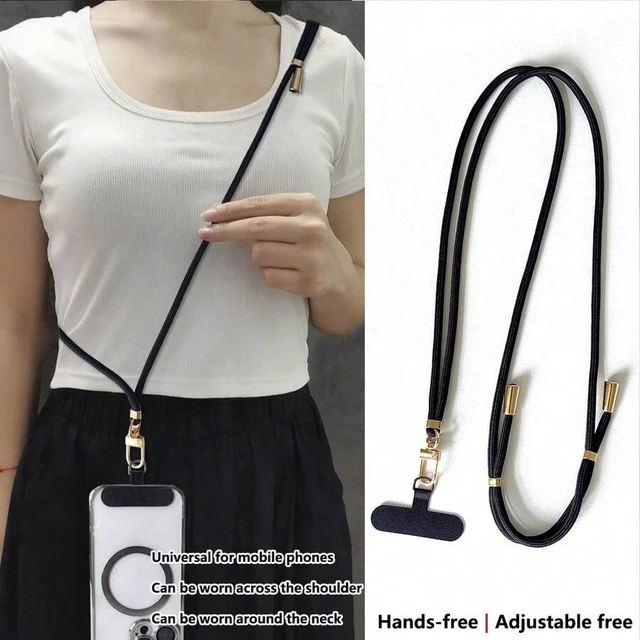Alt view image 2 of 7 - Bks Adjustable Universal Phone Lanyard Strap, Retractable Halter Cord, Durable Anti-Drop Long Phone Chain For Outdoor Use