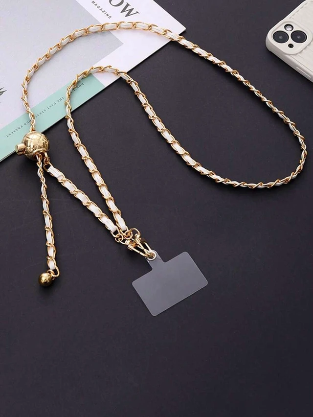 Alt view image 7 of 7 - Bks Gun-Shaped Adjustable PU Leather Long Strap With Silver Chain Detachable Phone Lanyard Transparent Card Holder Gift