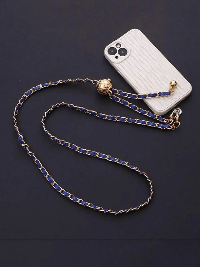Main image of Bks Gun-Shaped Adjustable PU Leather Long Strap With Silver Chain Detachable Phone Lanyard Transparent Card Holder Gift