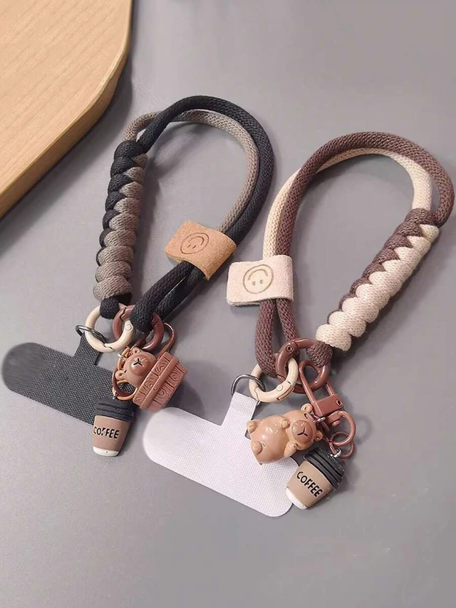 Alt view image 4 of 7 - Bks Phone Lanyard Wrist Strap Colorblock Braided Cord Short Hanging Chain Durable Outdoor Use