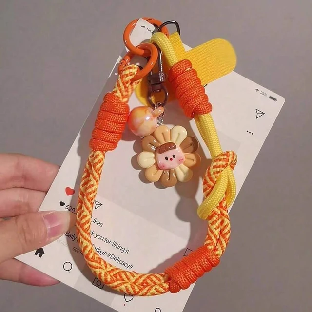 Alt view image 4 of 7 - Bks Adjustable Braided Sunflower Pendant Phone Lanyard Anti-Lost Wrist Strap Compatible With iPhone Android Outdoor Travel Climbing
