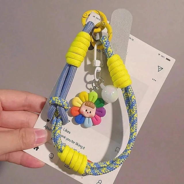 Alt view image 6 of 7 - Bks Adjustable Braided Sunflower Pendant Phone Lanyard Anti-Lost Wrist Strap Compatible With iPhone Android Outdoor Travel Climbing