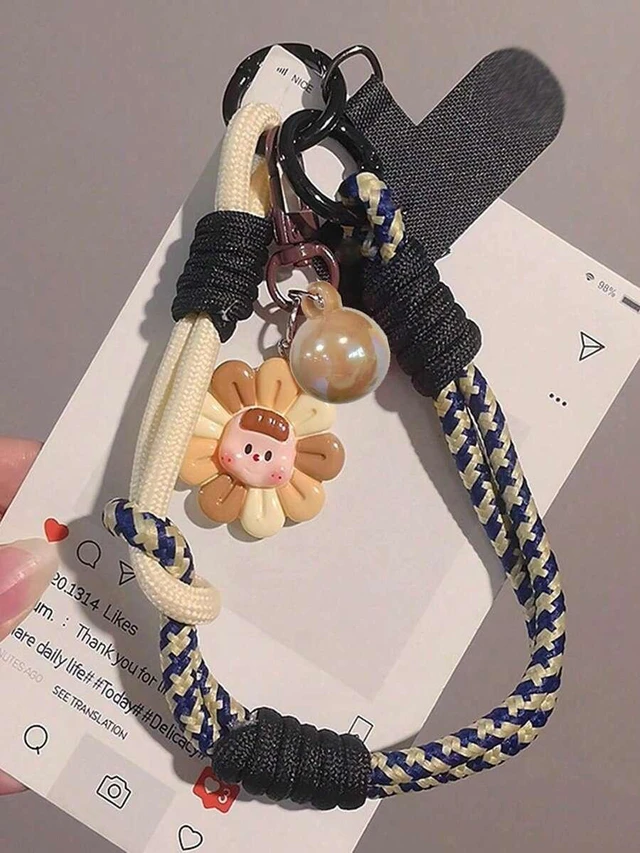 Alt view image 5 of 7 - Bks Adjustable Braided Sunflower Pendant Phone Lanyard Anti-Lost Wrist Strap Compatible With iPhone Android Outdoor Travel Climbing