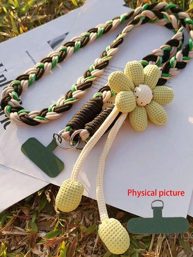 Alt view image 7 of 7 - Bks 2026 Back To School Smart Phone Lanyard Crossbody Bag Women Floral Woven Strap Durable Anti-Lost Outdoor Pad Ring Gift