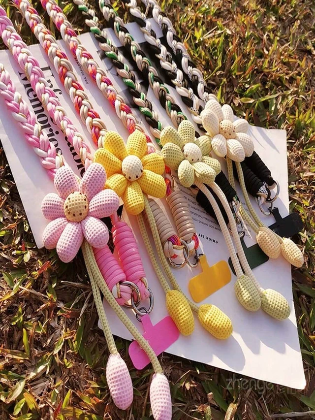 Alt view image 4 of 7 - Bks 2026 Back To School Smart Phone Lanyard Crossbody Bag Women Floral Woven Strap Durable Anti-Lost Outdoor Pad Ring Gift