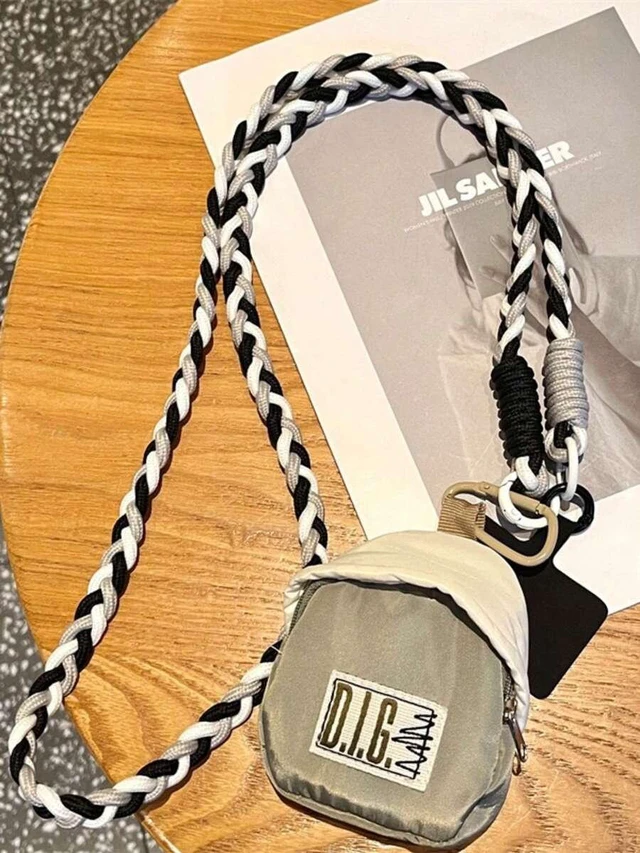 Alt view image 6 of 7 - Bks 2pcs Dopamine Color Block Woven Crossbody Phone Lanyard with Hat Shaped Coin Purse, Adjustable Anti-Loss Shoulder Strap for Girls Travel Shopping