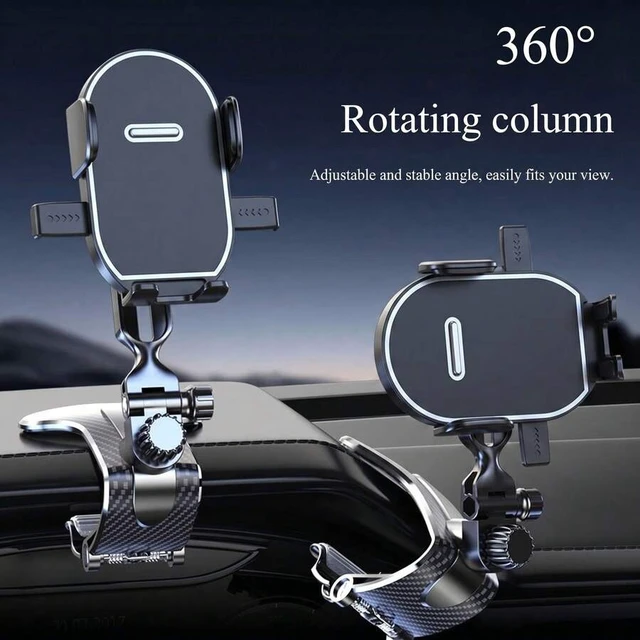 Alt view image 3 of 7 - Bks Universal Car Phone Holder 360° Rotating Gravity Mount With Adjustable Clip, Auto-Lock One-Hand Operation, Non-Blocking View, Fits 4.0-7.0 Inch Phones, For Dashboard Visor Use,Alligator Clip Car