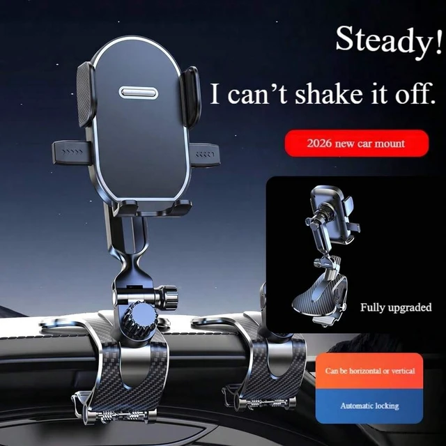 Alt view image 4 of 7 - Bks Universal Car Phone Holder 360° Rotating Gravity Mount With Adjustable Clip, Auto-Lock One-Hand Operation, Non-Blocking View, Fits 4.0-7.0 Inch Phones, For Dashboard Visor Use,Alligator Clip Car