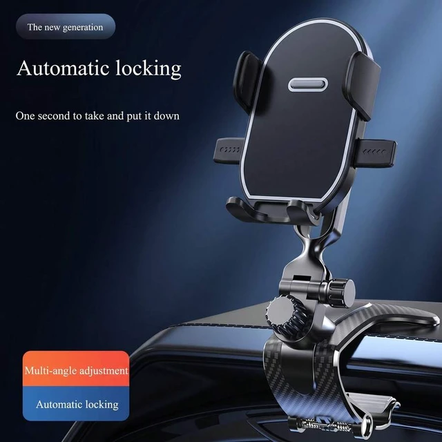 Alt view image 5 of 7 - Bks Universal Car Phone Holder 360° Rotating Gravity Mount With Adjustable Clip, Auto-Lock One-Hand Operation, Non-Blocking View, Fits 4.0-7.0 Inch Phones, For Dashboard Visor Use,Alligator Clip Car